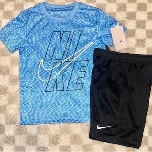 Nike Light Blue Tee and Black Shorts Set